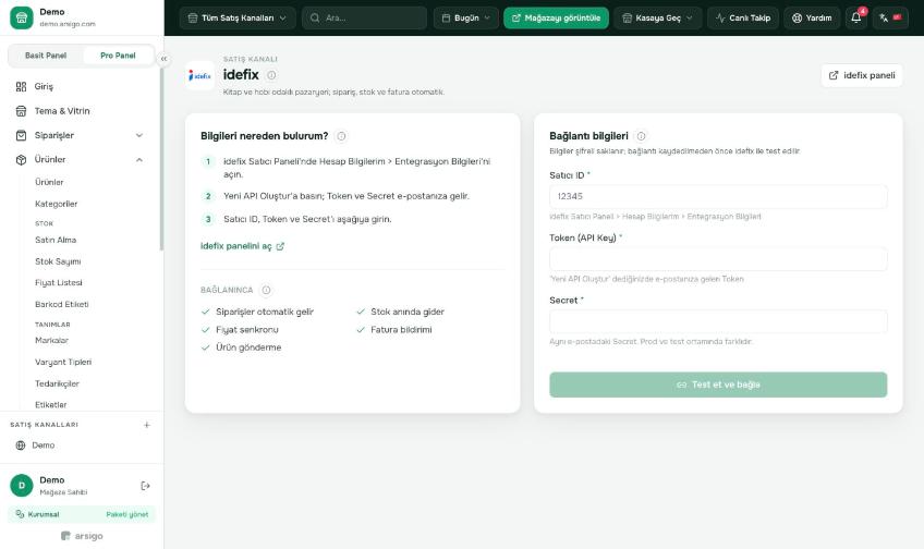 Soldaki adımlar bilgileri idefix panelinde nerede bulacağınızı gösterir.